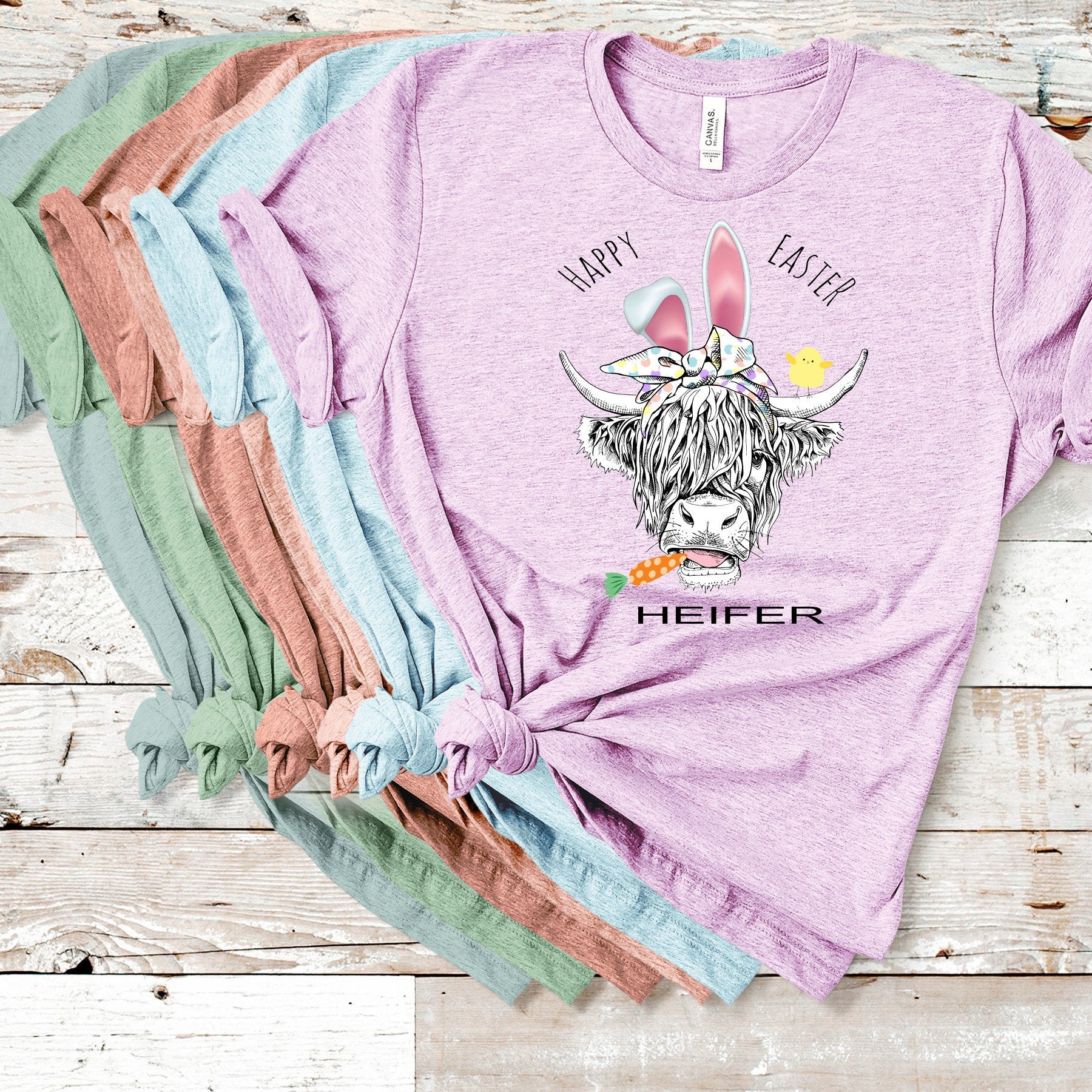 Happy Easter Heifer Shirt: Highland Cow Chick Spring Tee