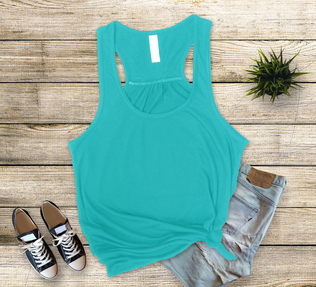 Cat Let That Shit Go... sublimation design Bella Canvas flowy tank.