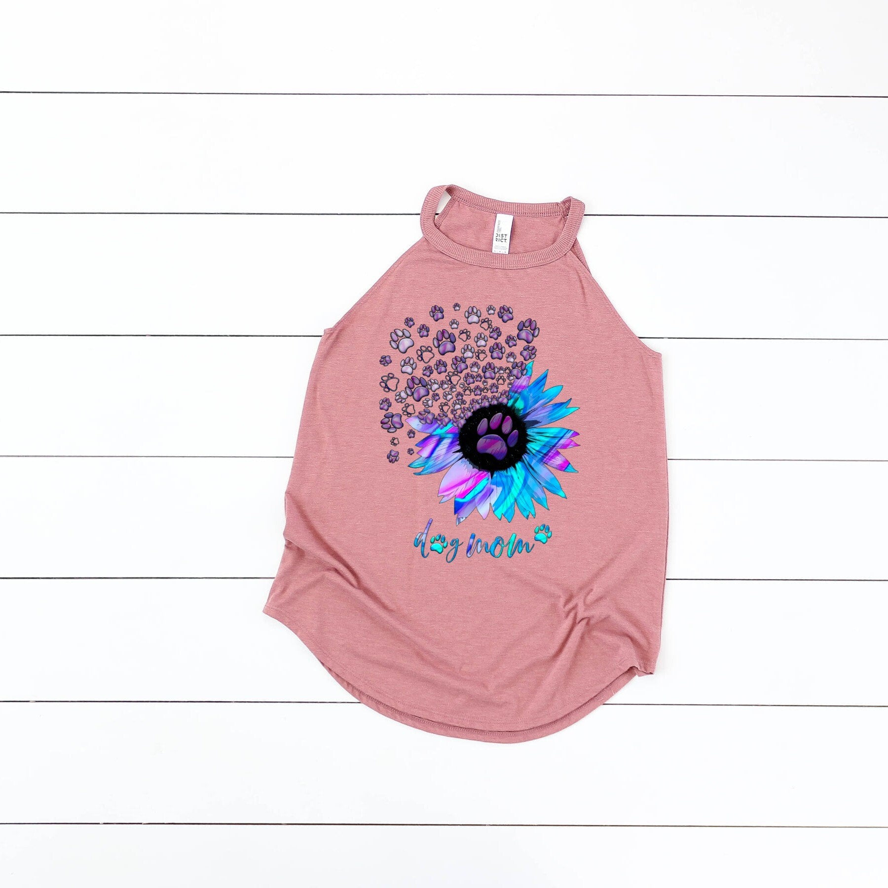 Dog Mom Tank Top: Floral Paw Print Design
