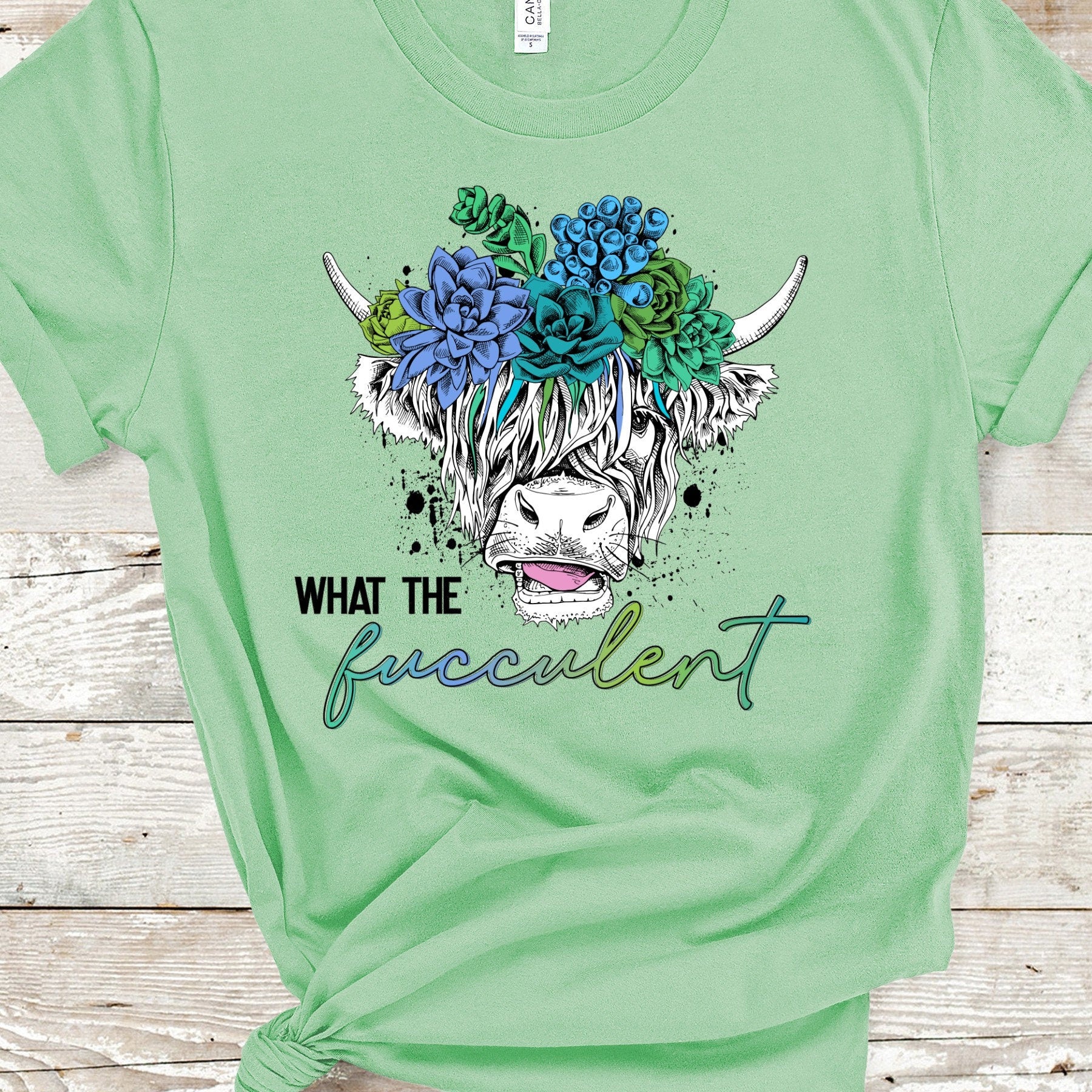 What The Fucculent Highland Cow Succulent T-Shirt