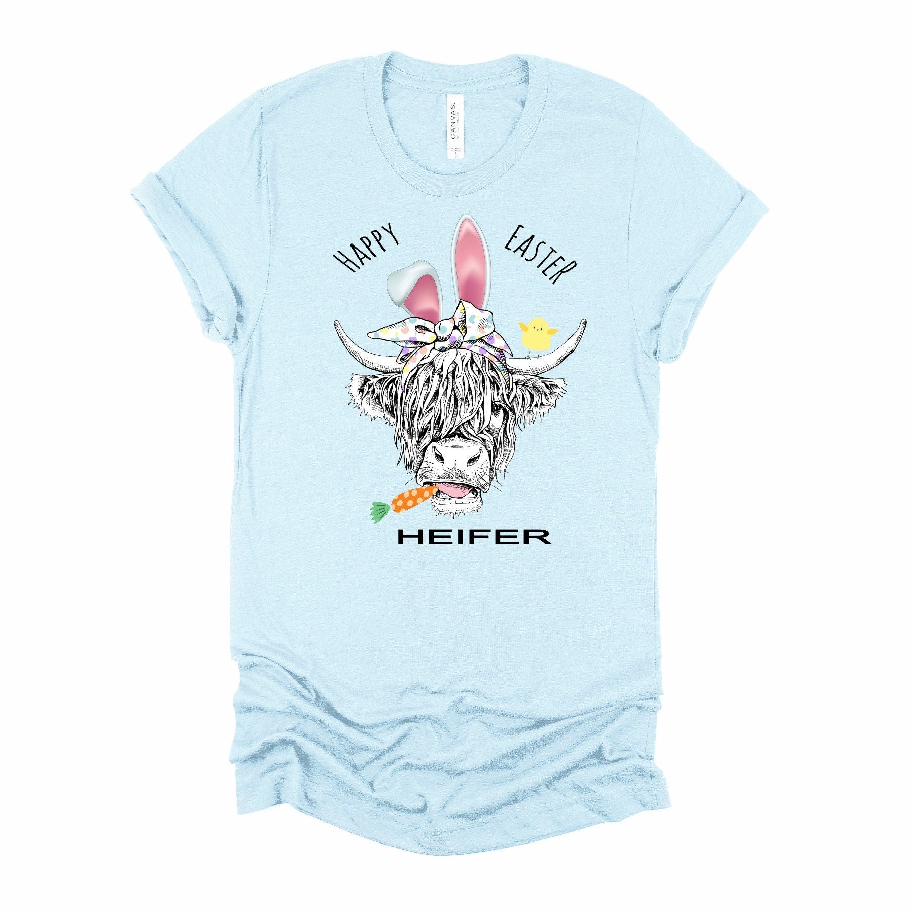 Happy Easter Heifer Shirt: Highland Cow Chick Spring Tee