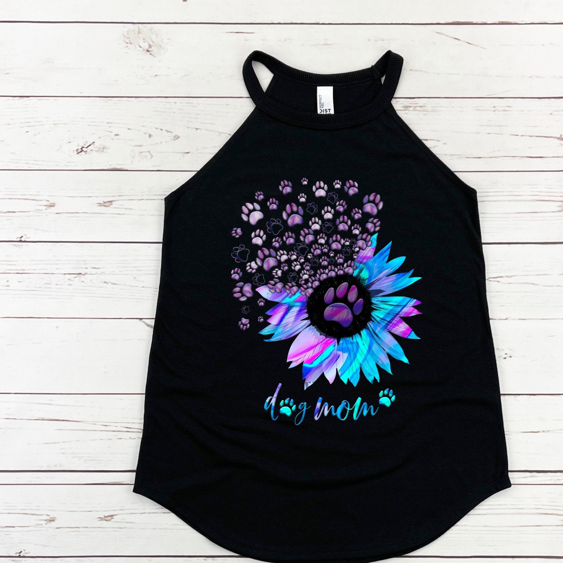 Dog Mom Tank Top: Floral Paw Print Design