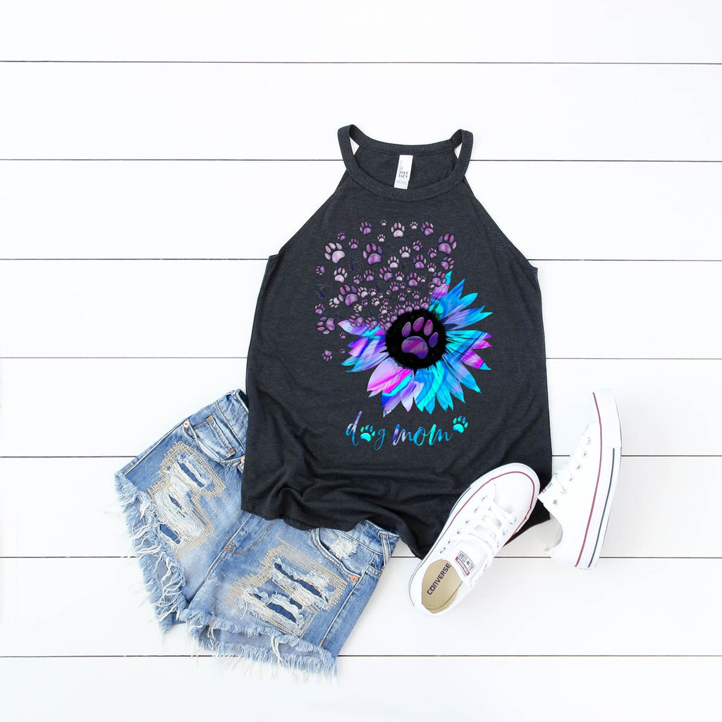 Dog Mom Tank Top: Floral Paw Print Design