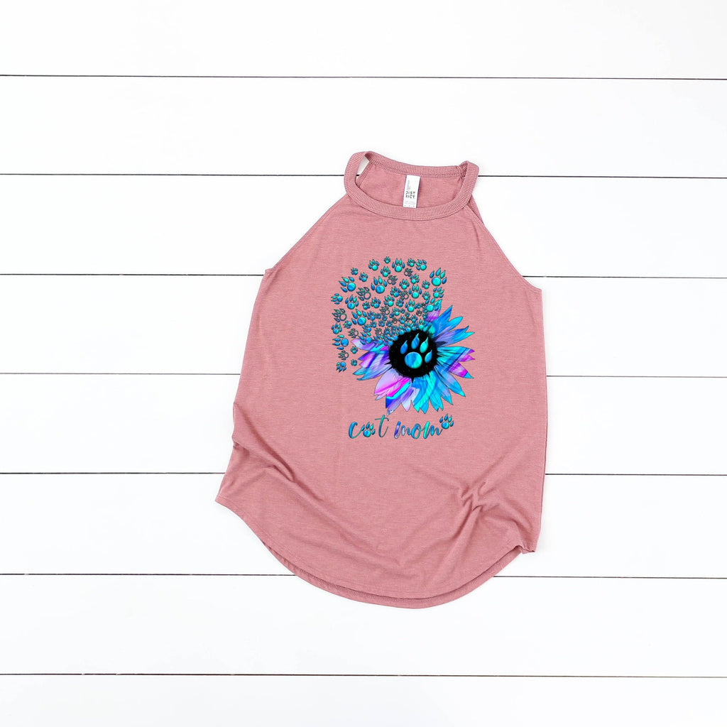Cat Mom Tank Top: Flower Paw Print - District Rocker Tank
