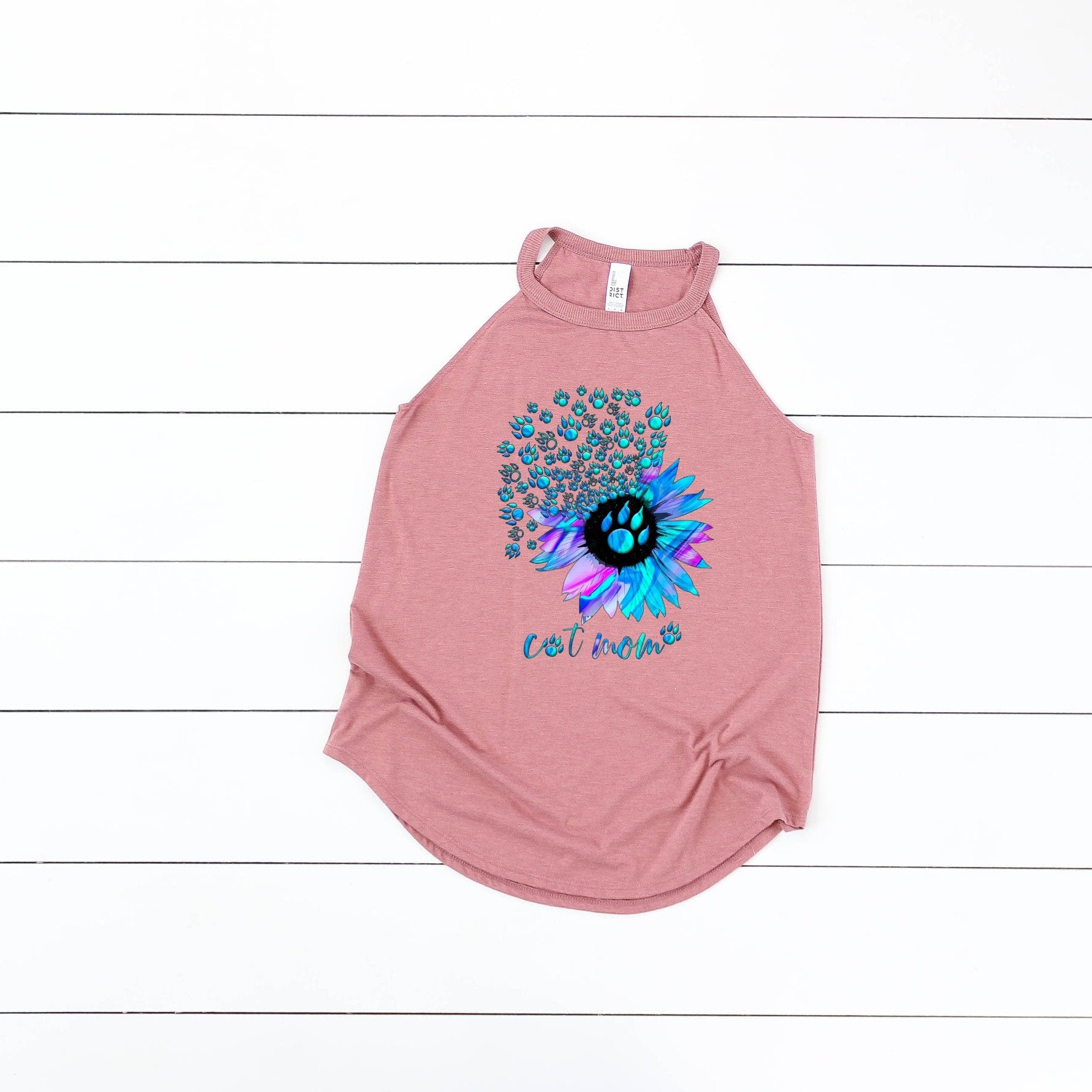 Cat Mom Tank Top: Flower Paw Print - District Rocker Tank