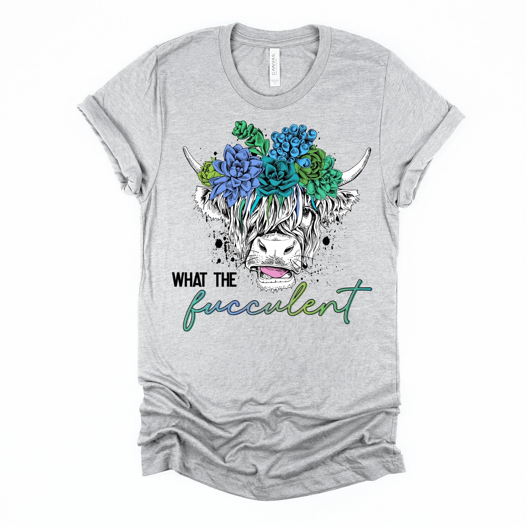 What The Fucculent Highland Cow Succulent T-Shirt