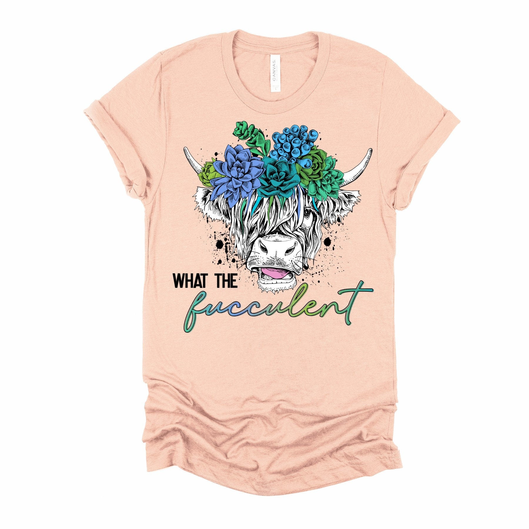 What The Fucculent Highland Cow Succulent T-Shirt