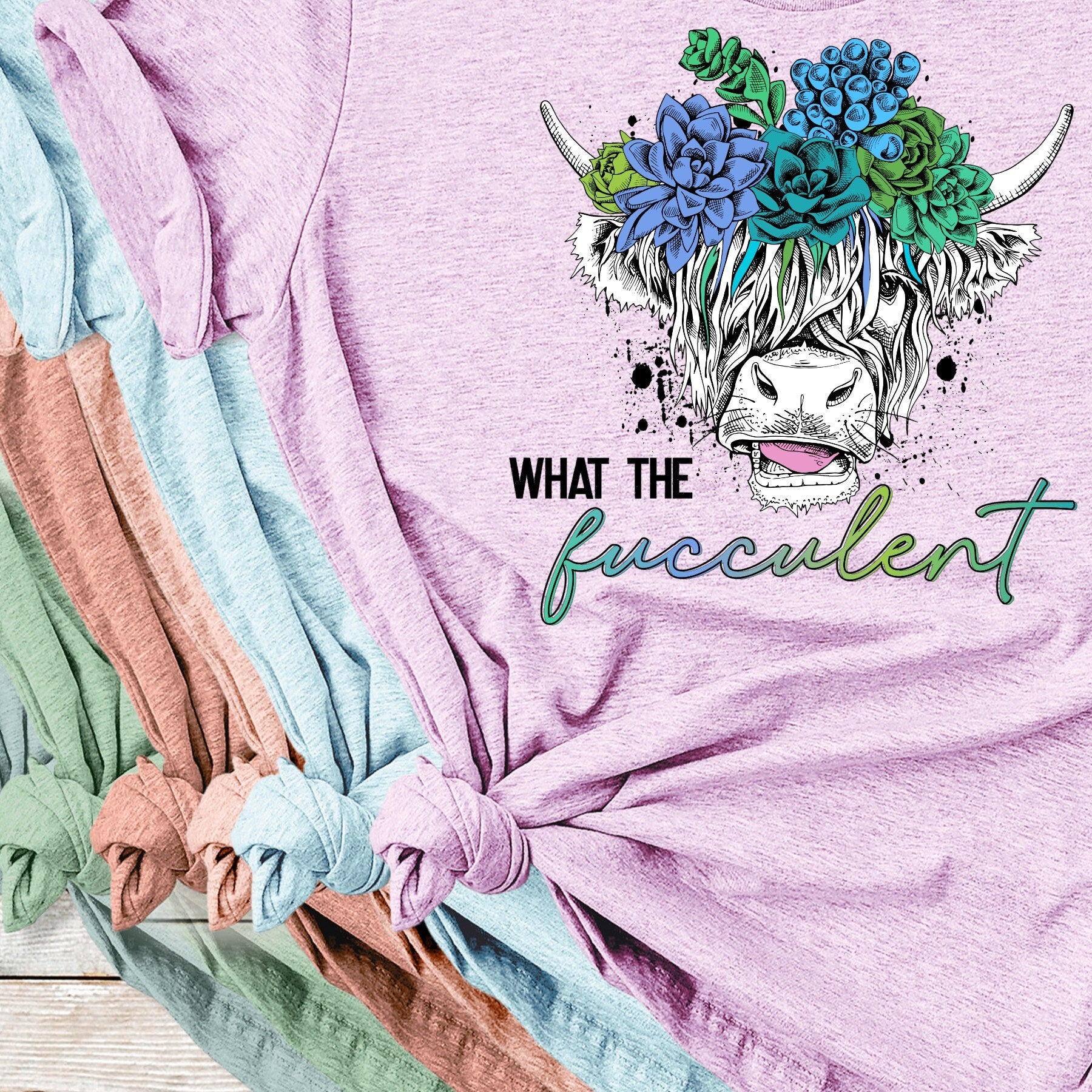 What The Fucculent Highland Cow Succulent T-Shirt