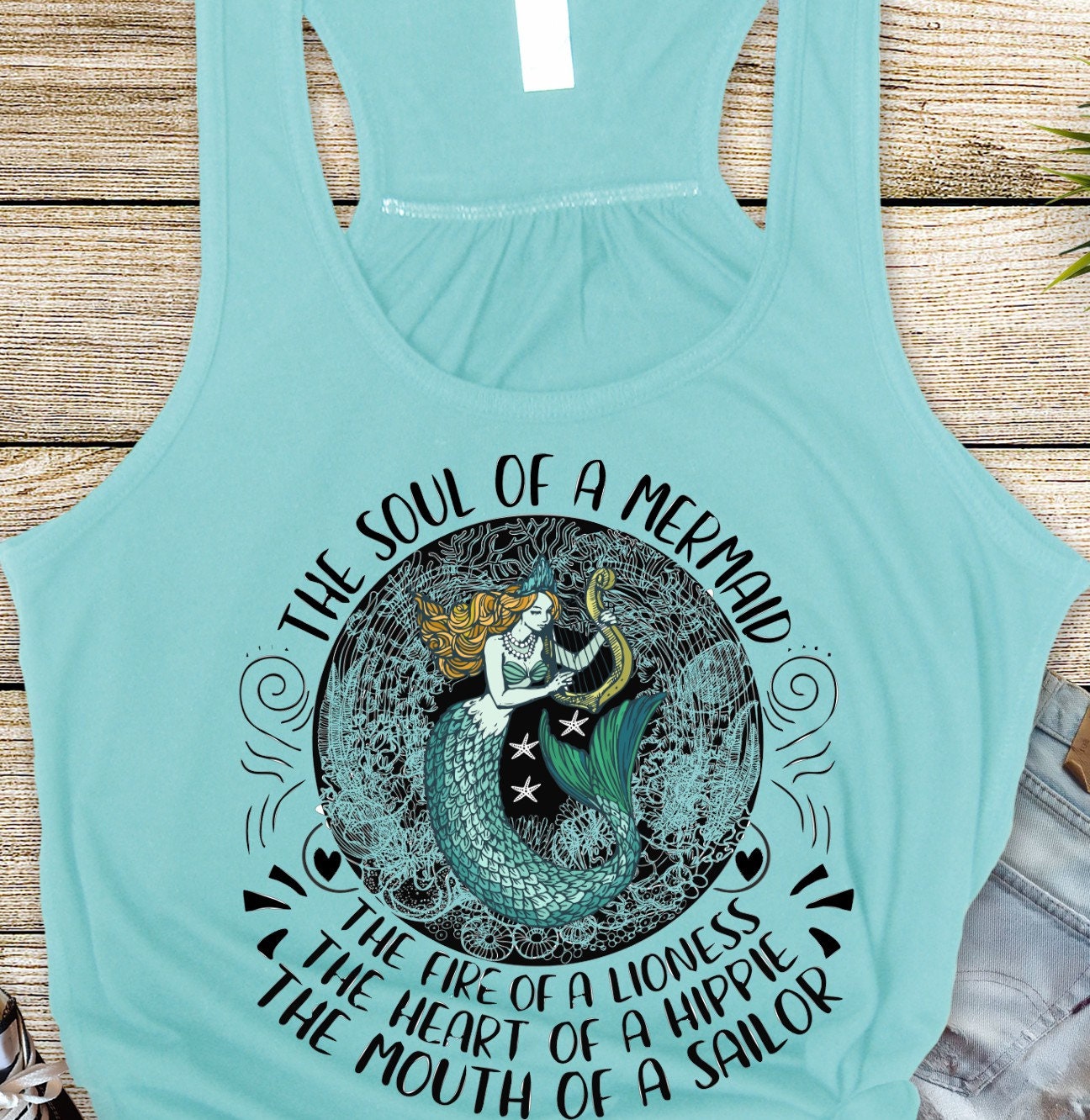 Soul of a Mermaid Racerback Tank, Bella Canvas Flowy Tank