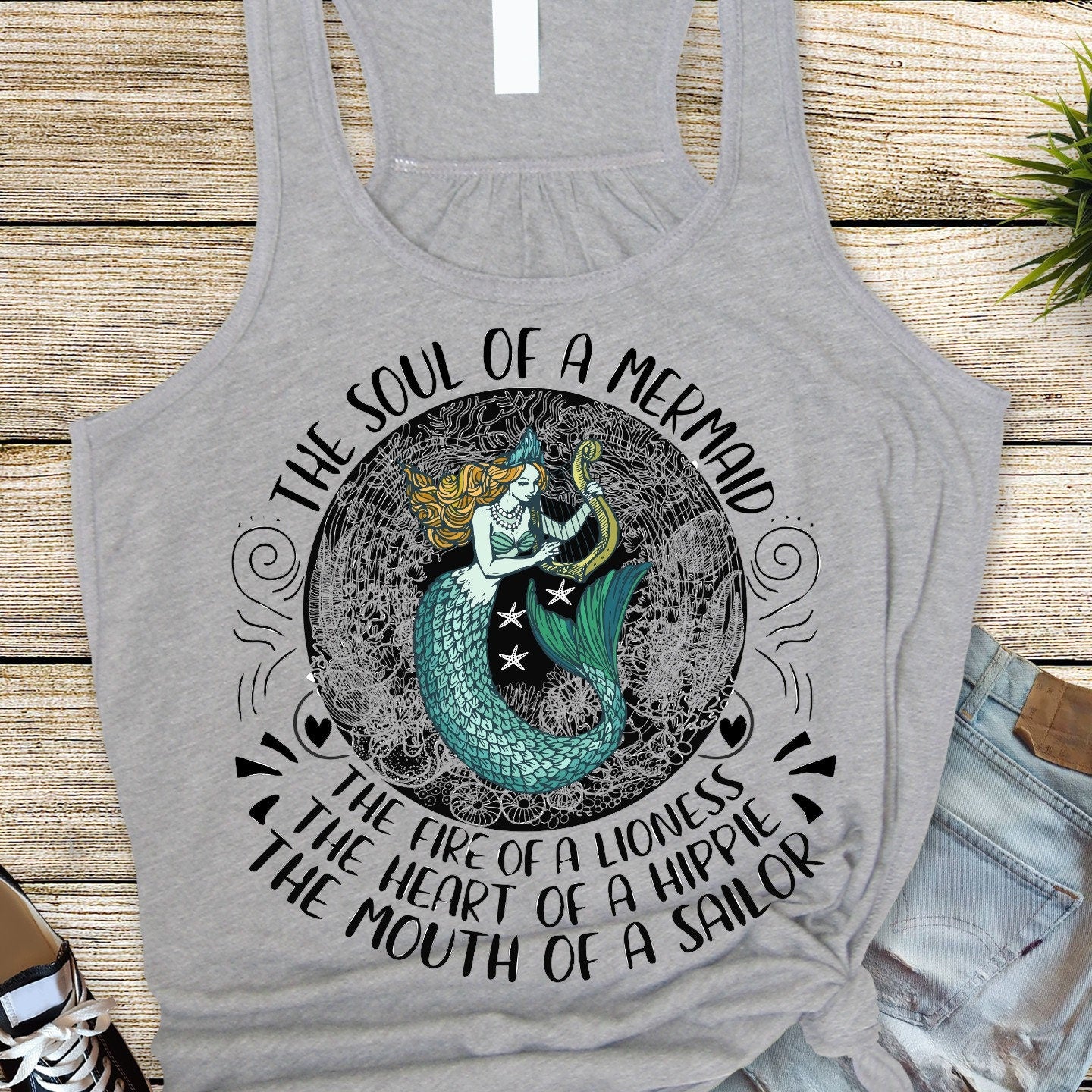 Soul of a Mermaid Racerback Tank, Bella Canvas Flowy Tank