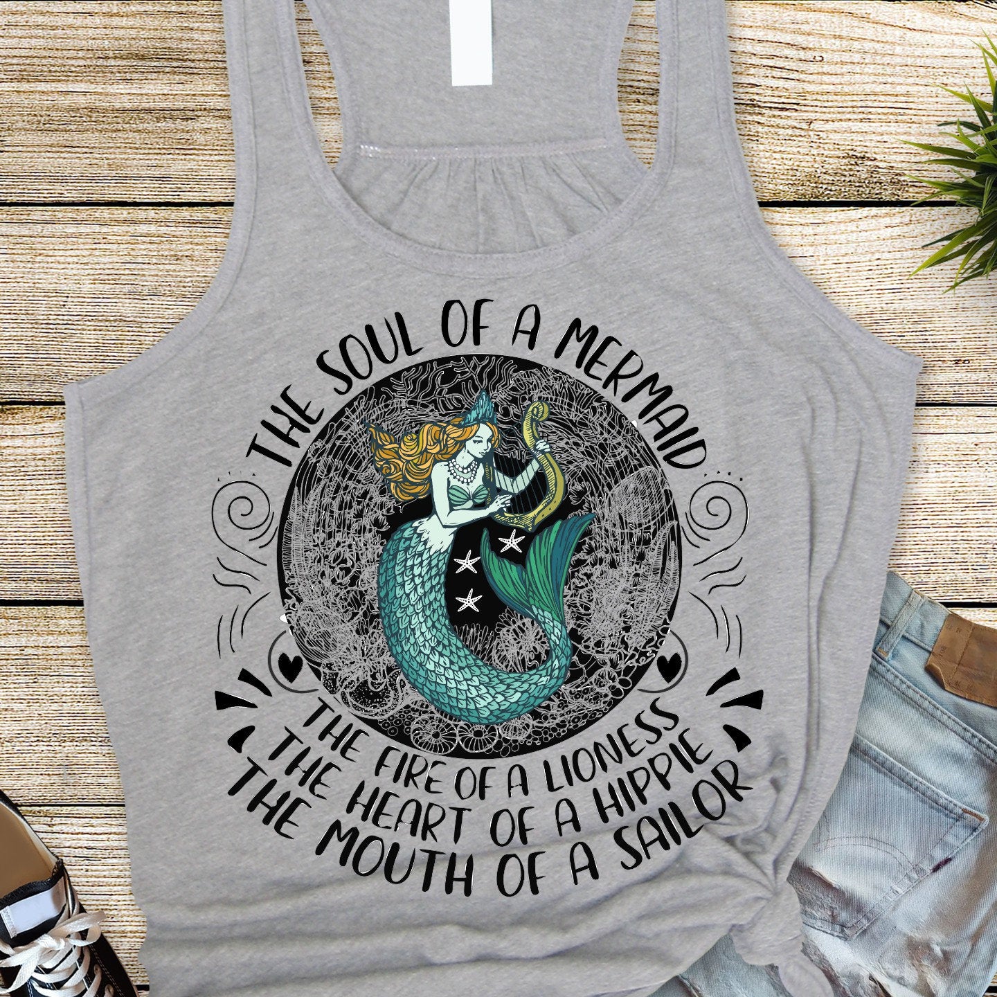 Soul of a Mermaid Racerback Tank, Bella Canvas Flowy Tank