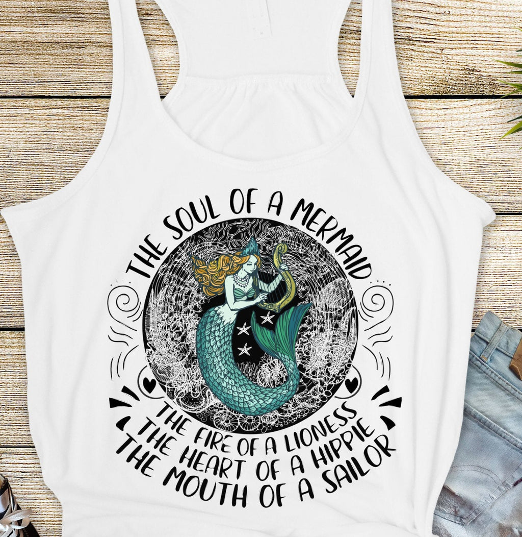 Soul of a Mermaid Racerback Tank, Bella Canvas Flowy Tank