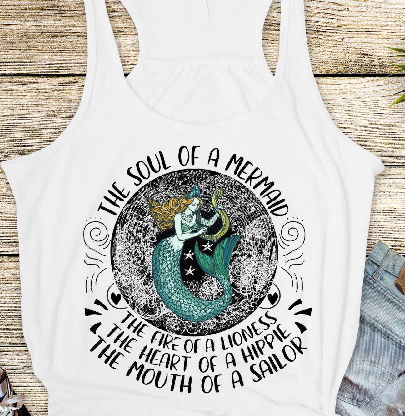 Soul of a Mermaid Racerback Tank, Bella Canvas Flowy Tank