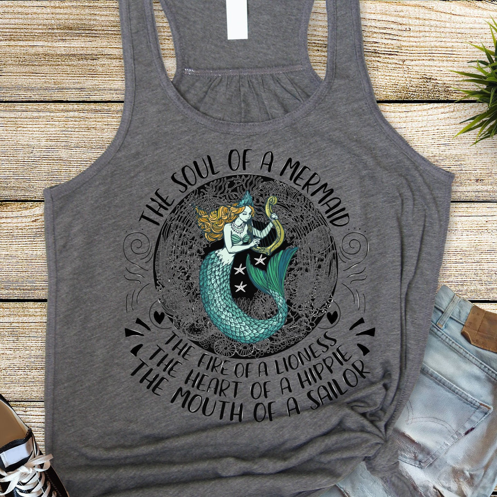 Soul of a Mermaid Racerback Tank, Bella Canvas Flowy Tank