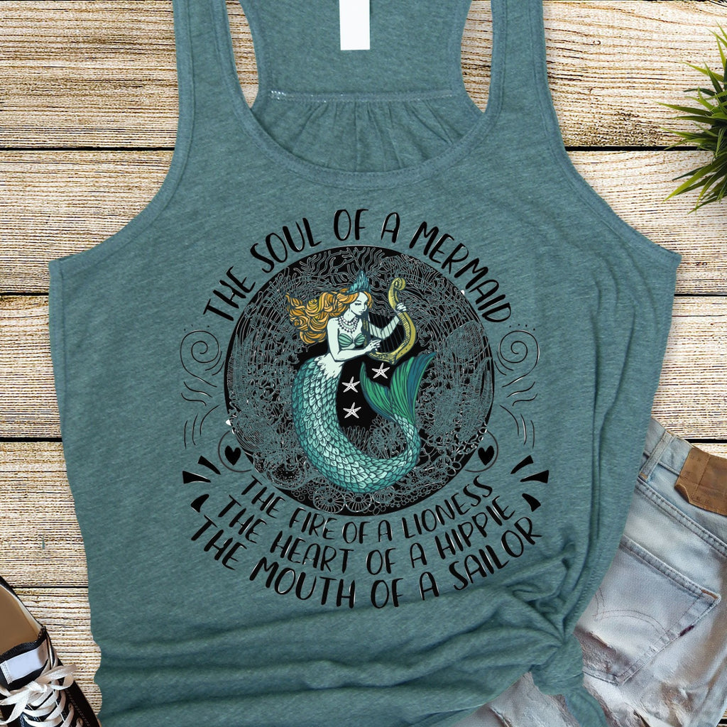 Soul of a Mermaid Racerback Tank, Bella Canvas Flowy Tank