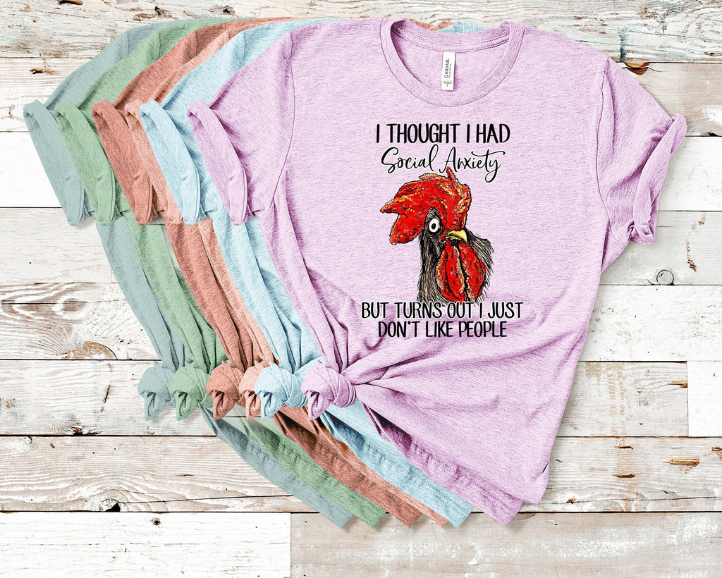 Funny Chicken Graphic Tee: Social Anxiety Humor Shirt