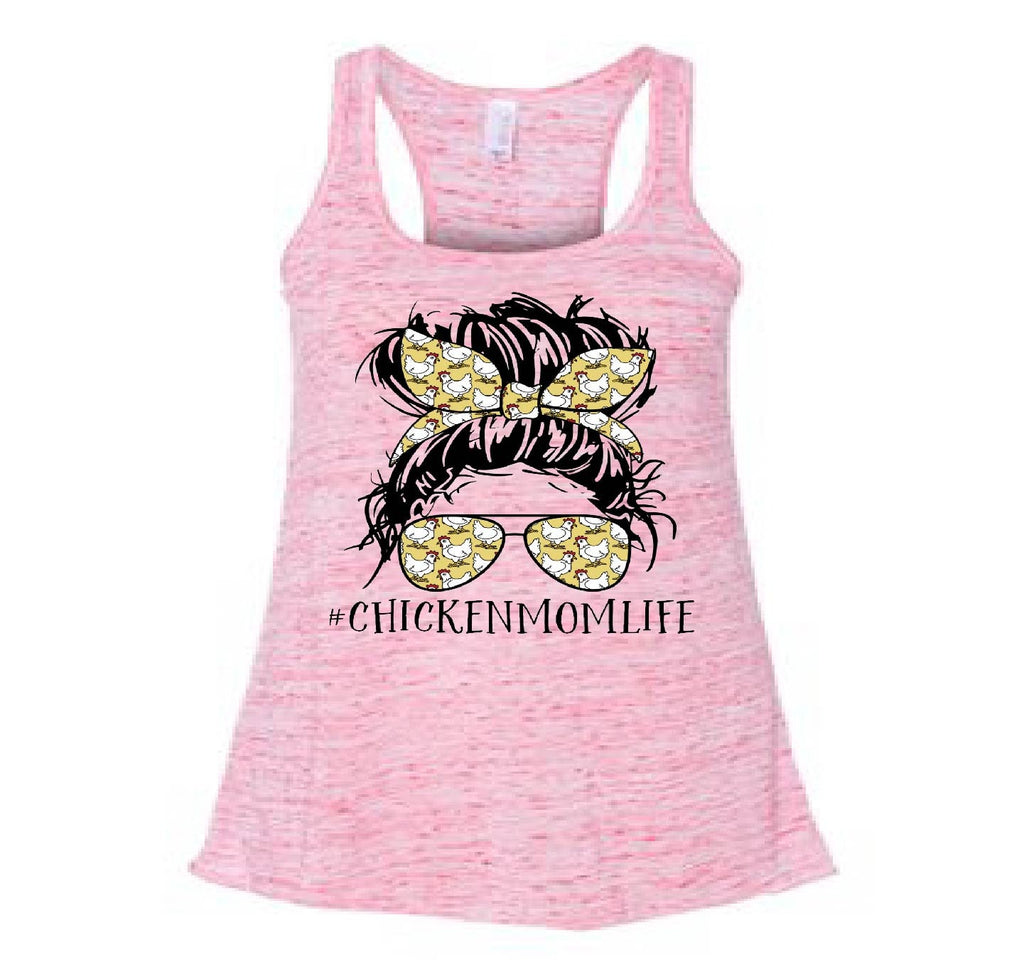 Chicken Mom Life Tank Top: Messy Bun Chicken Lady