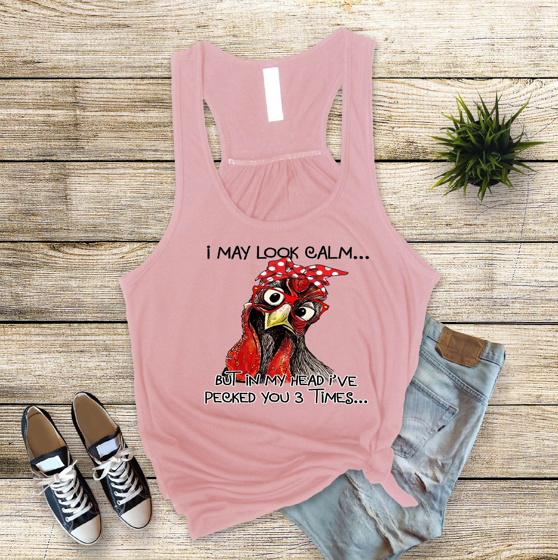 I May Look Calm... Chicken Mom Tank Top, Funny Slogan