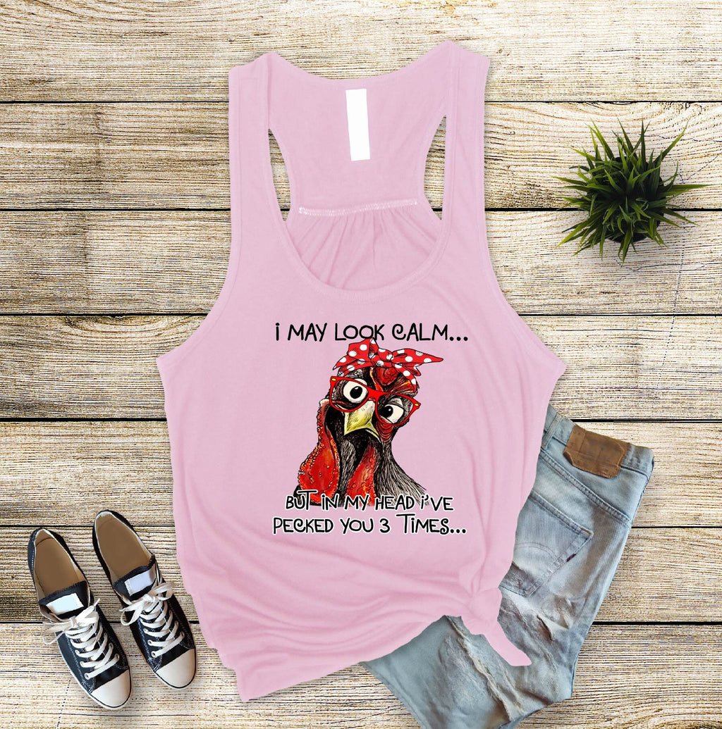 I May Look Calm... Chicken Mom Tank Top, Funny Slogan