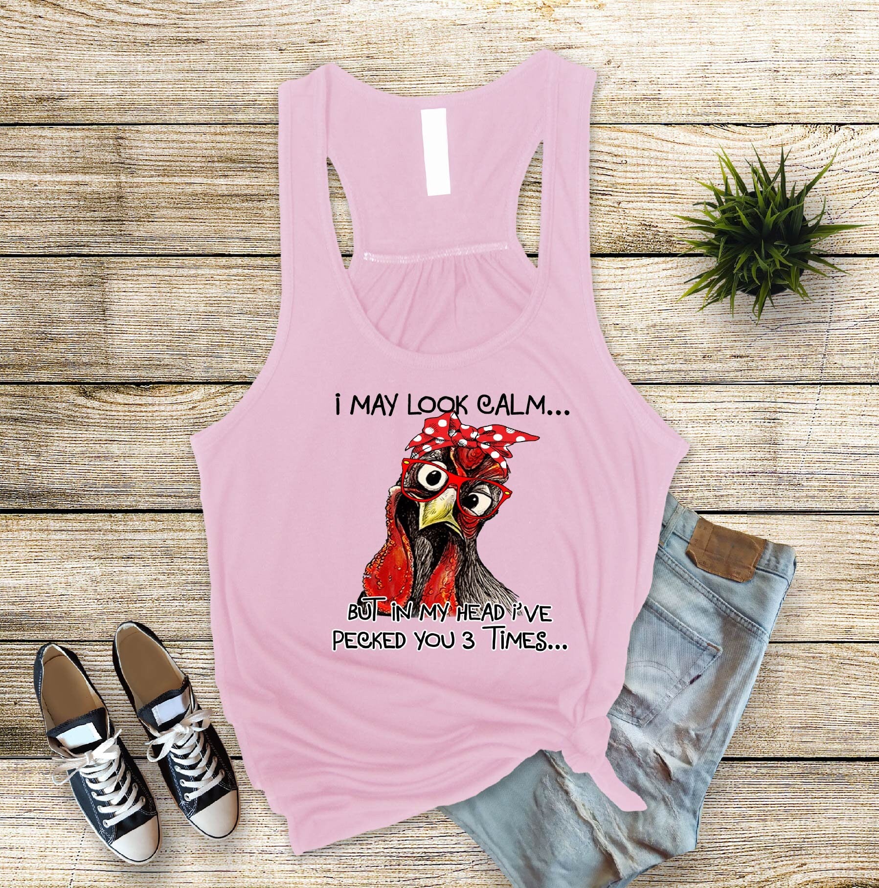 I May Look Calm... Chicken Mom Tank Top, Funny Slogan