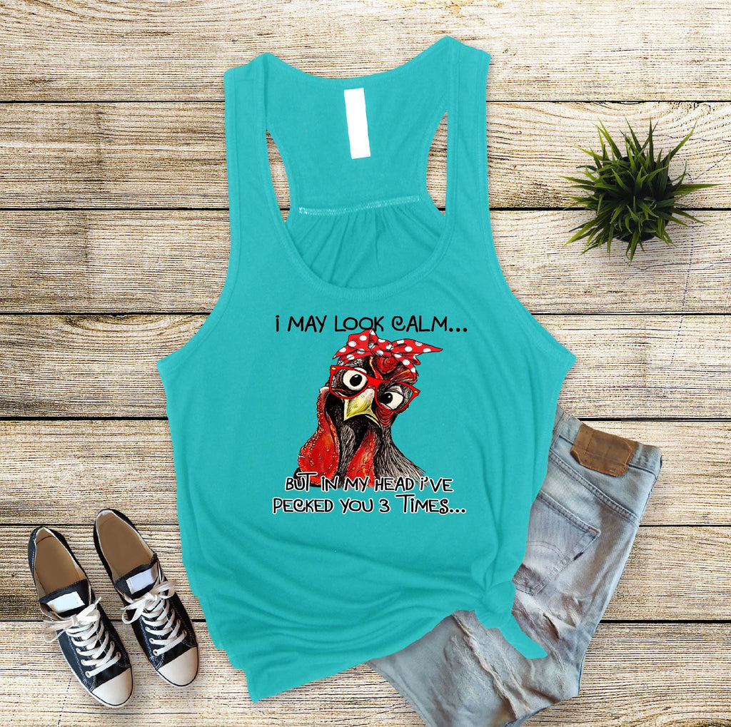 I May Look Calm... Chicken Mom Tank Top, Funny Slogan