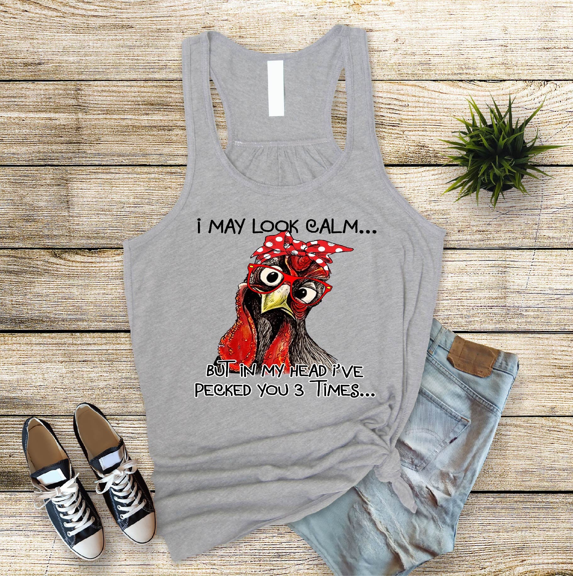 I May Look Calm... Chicken Mom Tank Top, Funny Slogan