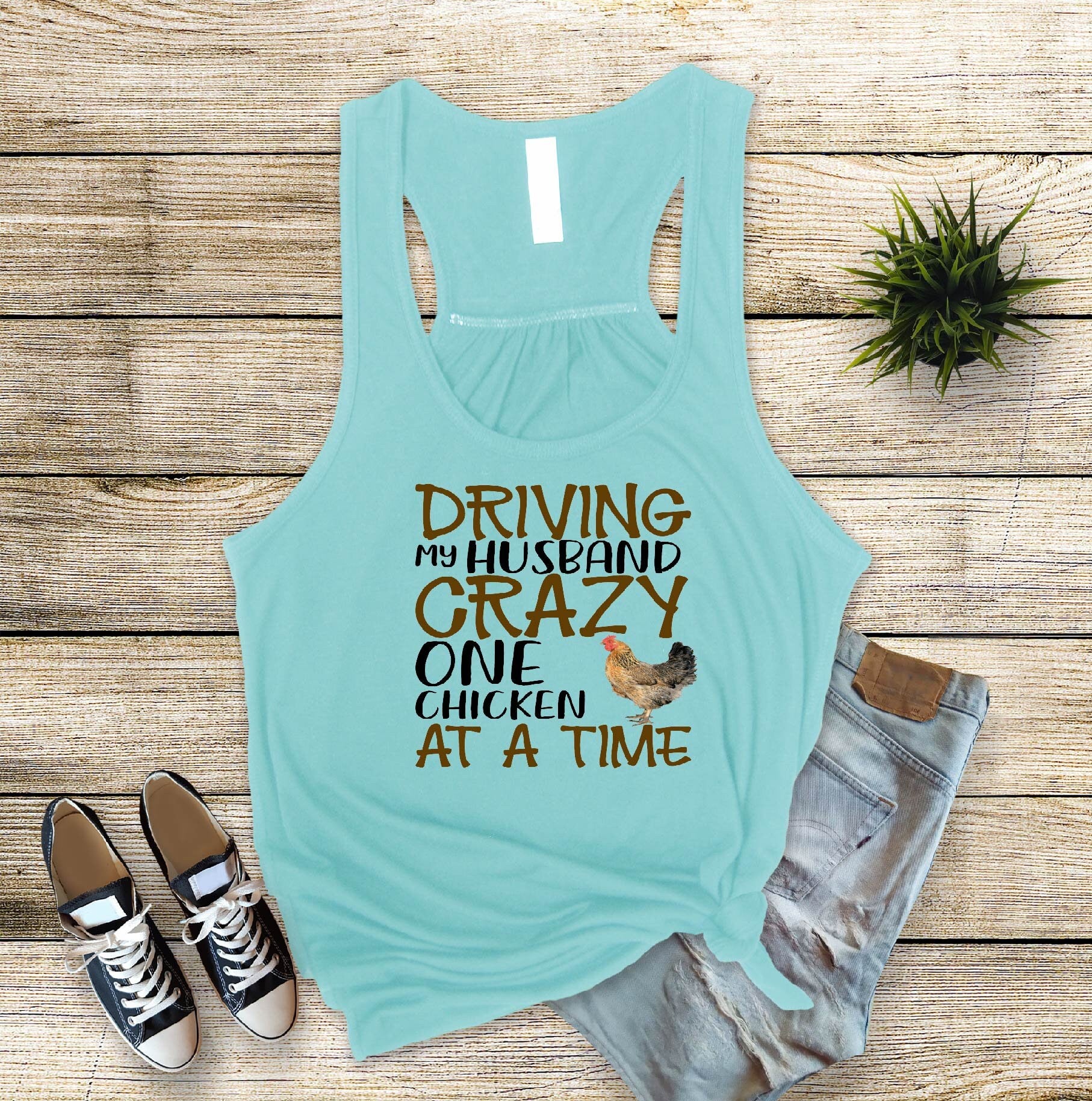Chicken Mom Tank Top: Driving My Husband Crazy