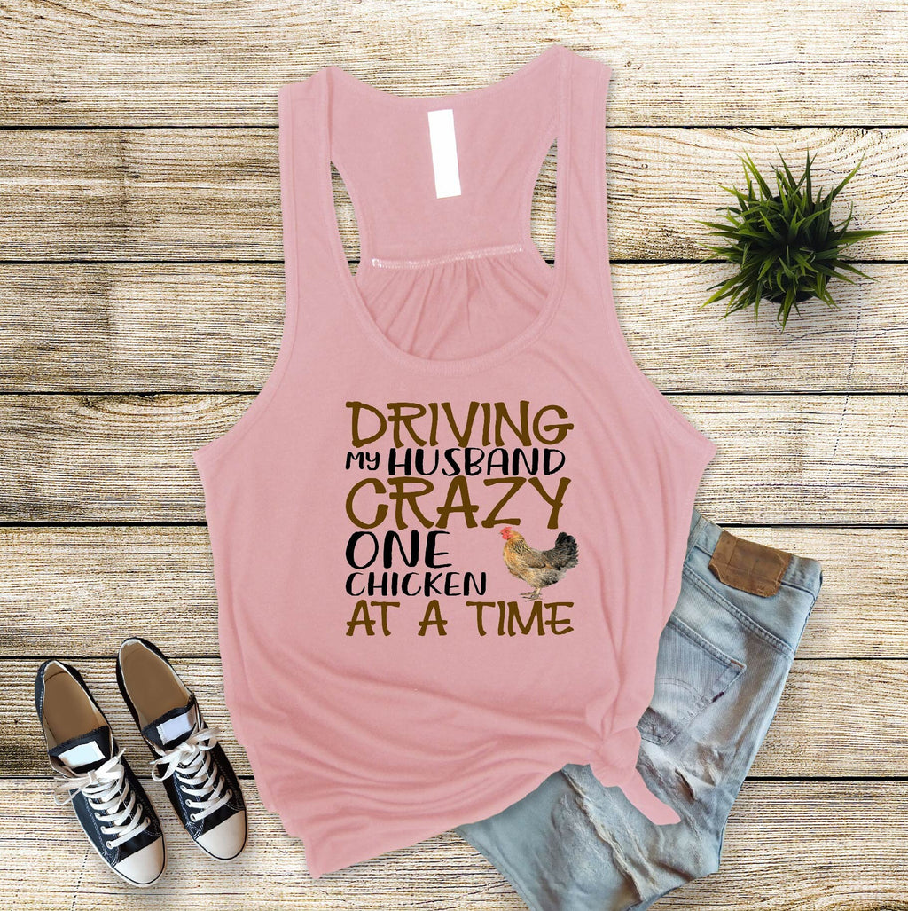 Chicken Mom Tank Top: Driving My Husband Crazy