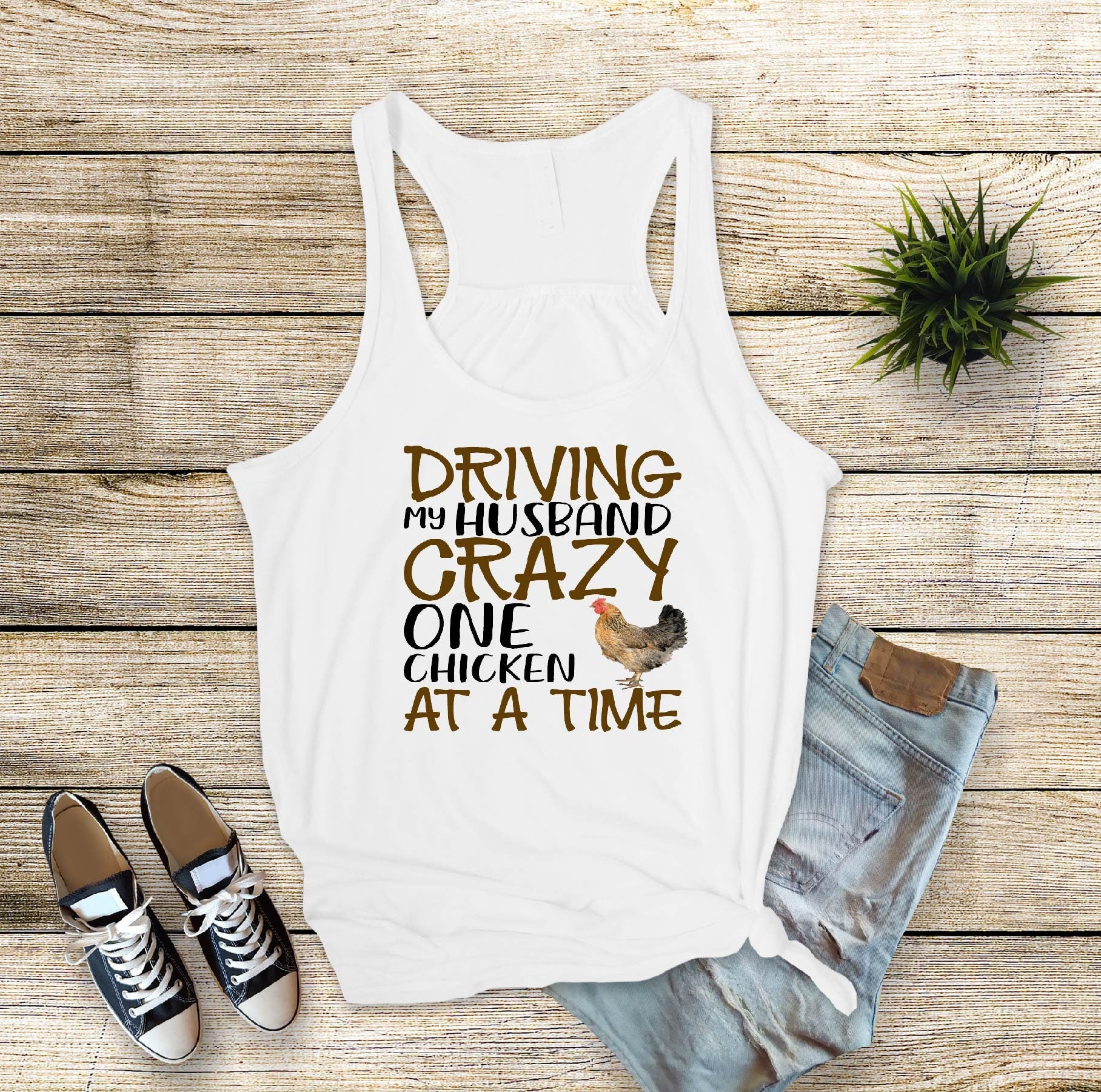Chicken Mom Tank Top: Driving My Husband Crazy