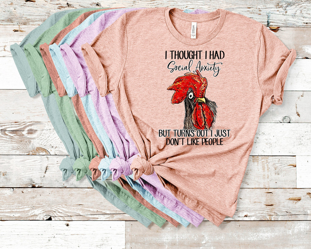 Funny Chicken Graphic Tee: Social Anxiety Humor Shirt