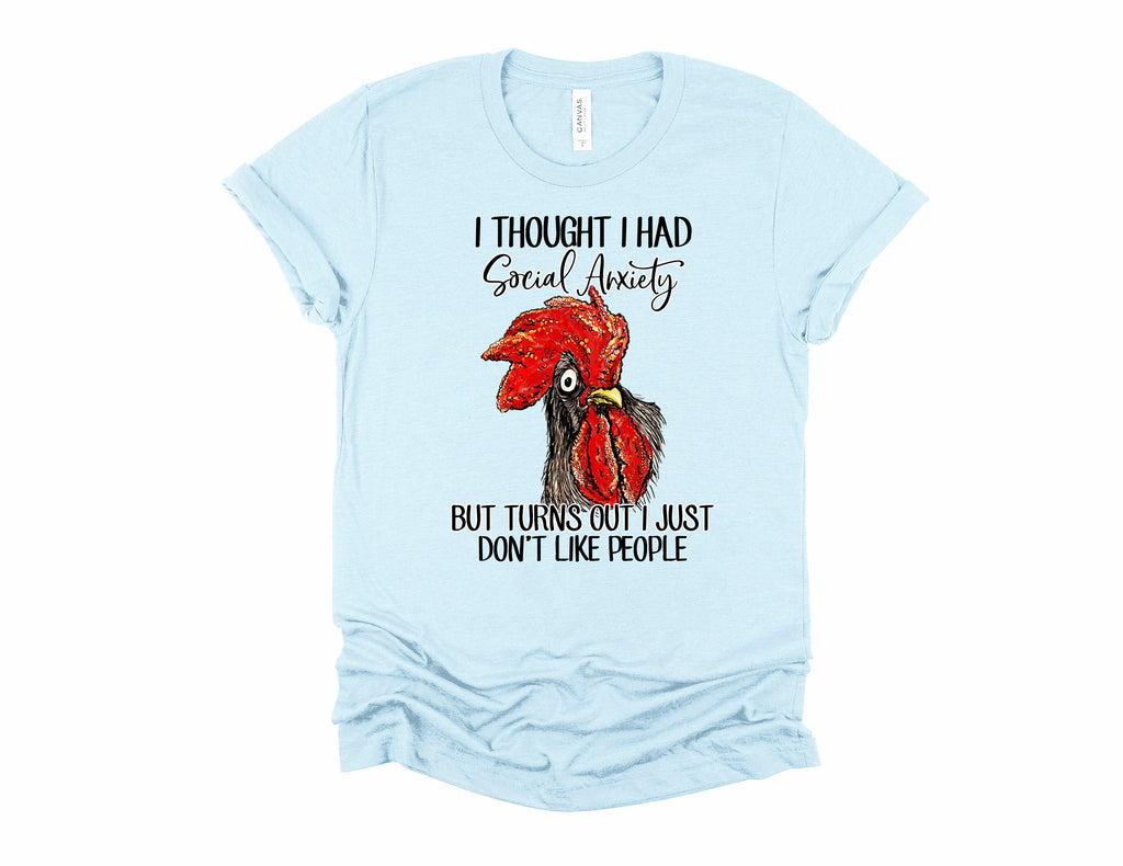 Funny Chicken Graphic Tee: Social Anxiety Humor Shirt