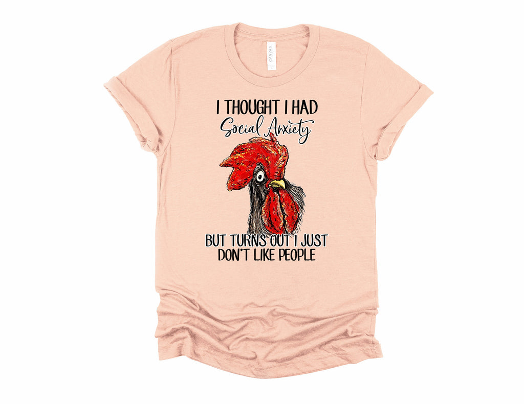 Funny Chicken Graphic Tee: Social Anxiety Humor Shirt