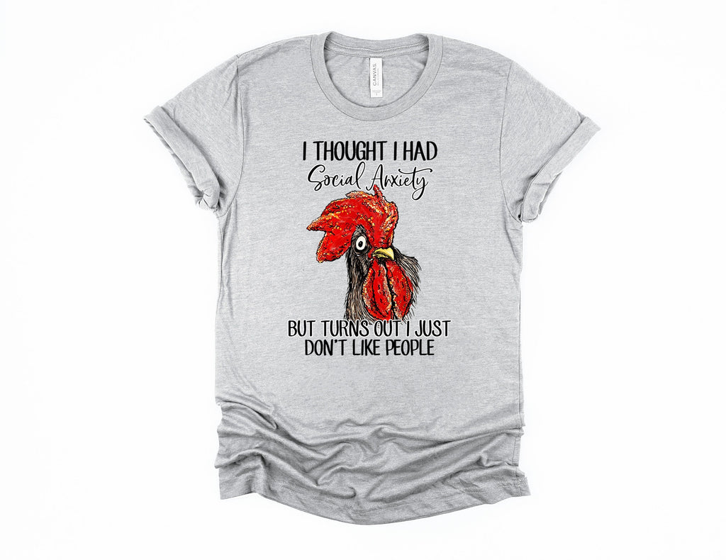 Funny Chicken Graphic Tee: Social Anxiety Humor Shirt