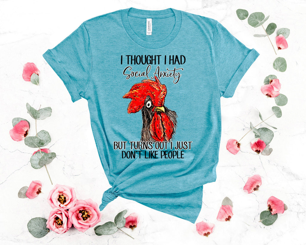 Funny Chicken Graphic Tee: Social Anxiety Humor Shirt