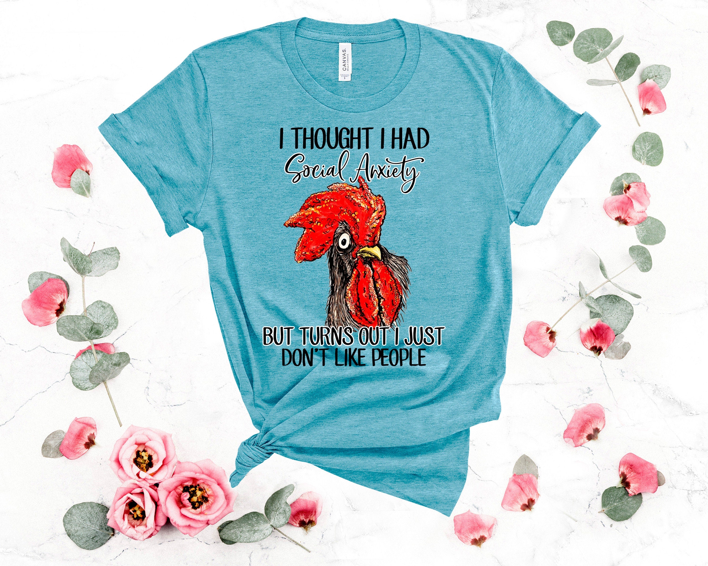 Funny Chicken Graphic Tee: Social Anxiety Humor Shirt