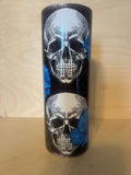 Witchy Skull & Blue Flowers Tumbler: Glow in Dark or Glitter Look