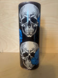Witchy Skull & Blue Flowers Tumbler: Glow in Dark or Glitter Look