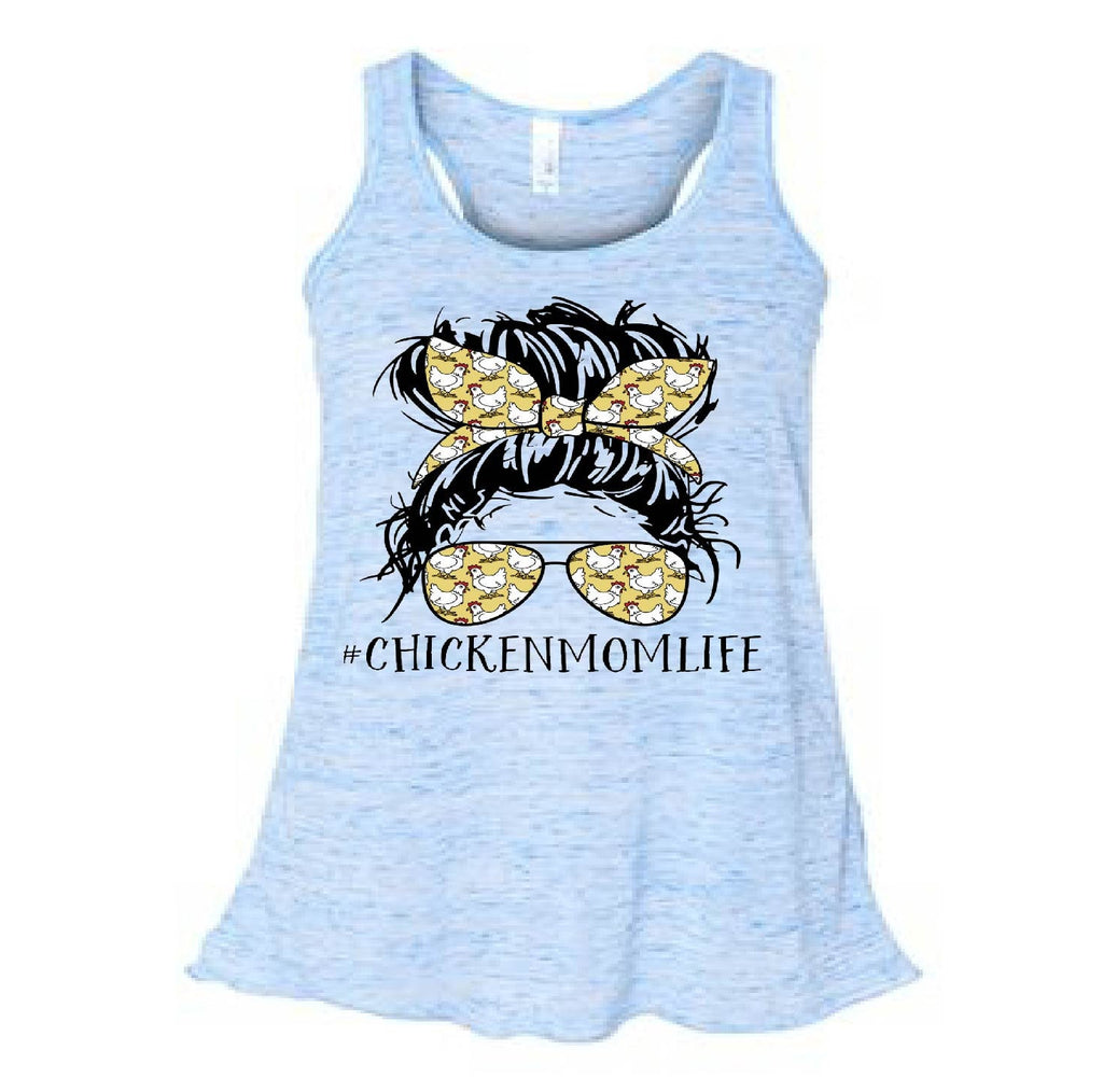 Chicken Mom Life Tank Top: Messy Bun Chicken Lady