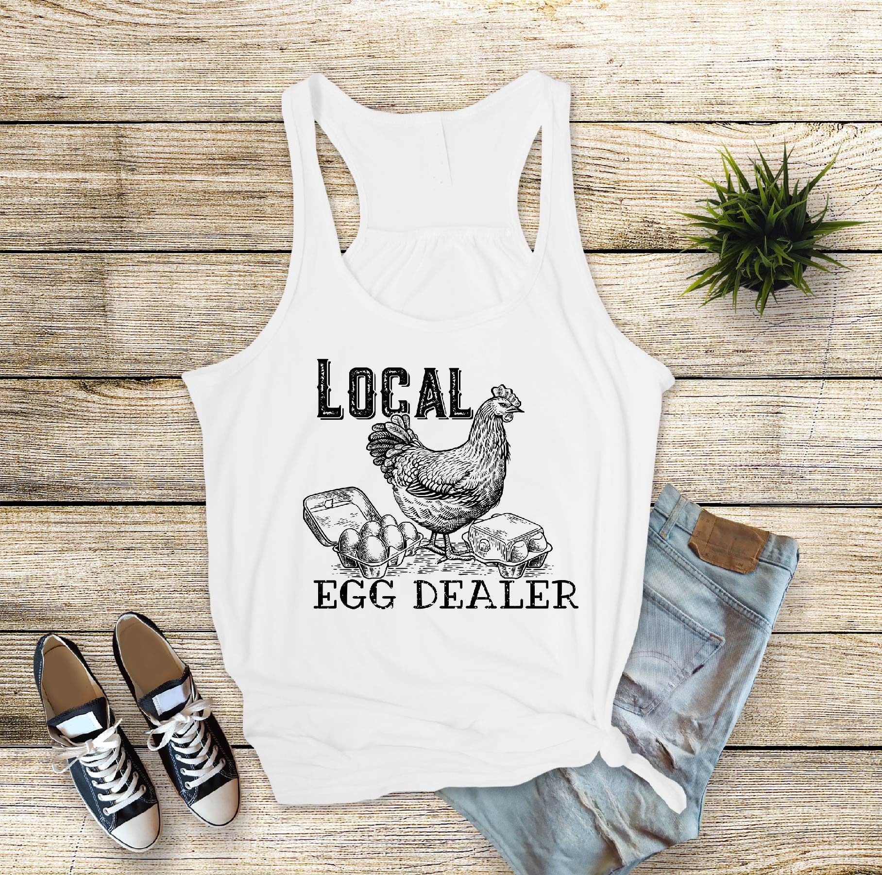 Local Egg Dealer Chicken Tank Top, Funny Chicken Mom Design