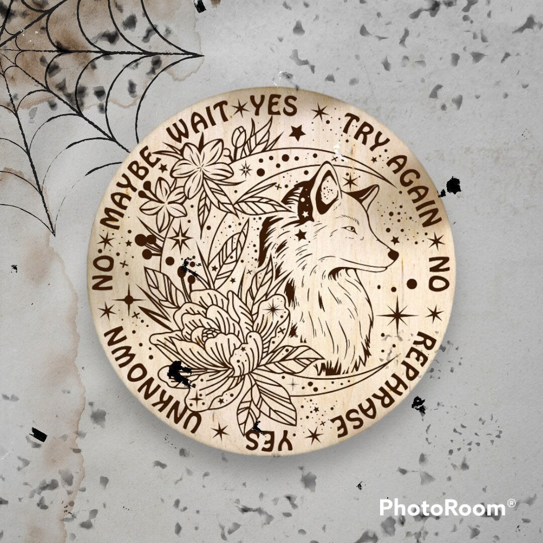 Fox Pendulum Board: Engraved Wood Divination Tool