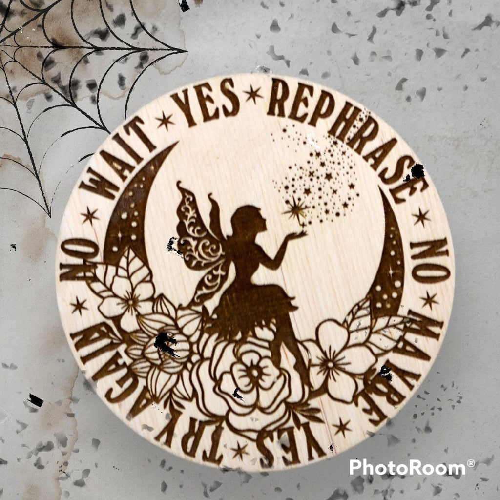 Fairy Pendulum Board: Engraved Wood Divination, Witch Decor