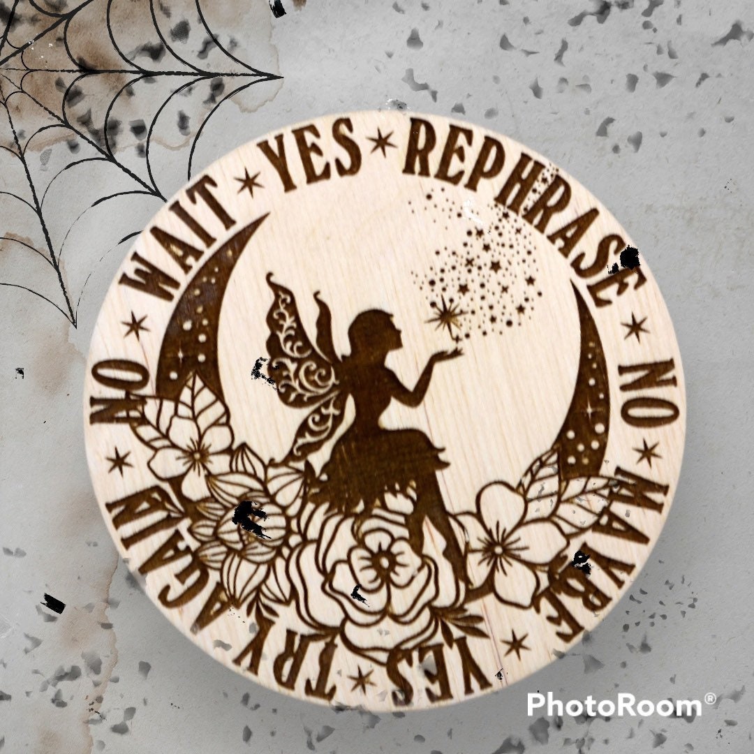 Fairy Pendulum Board: Engraved Wood Divination, Witch Decor