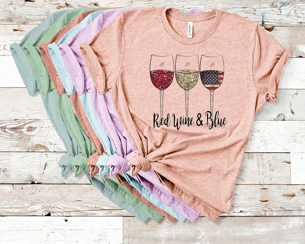 Red Wine & Blue 4th of July Tee - Patriotic Women's Shirt
