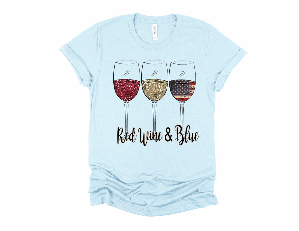Red Wine & Blue 4th of July Tee - Patriotic Women's Shirt
