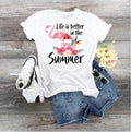Flamingo Summer Tee: Tropical Flowers, Vacation Top