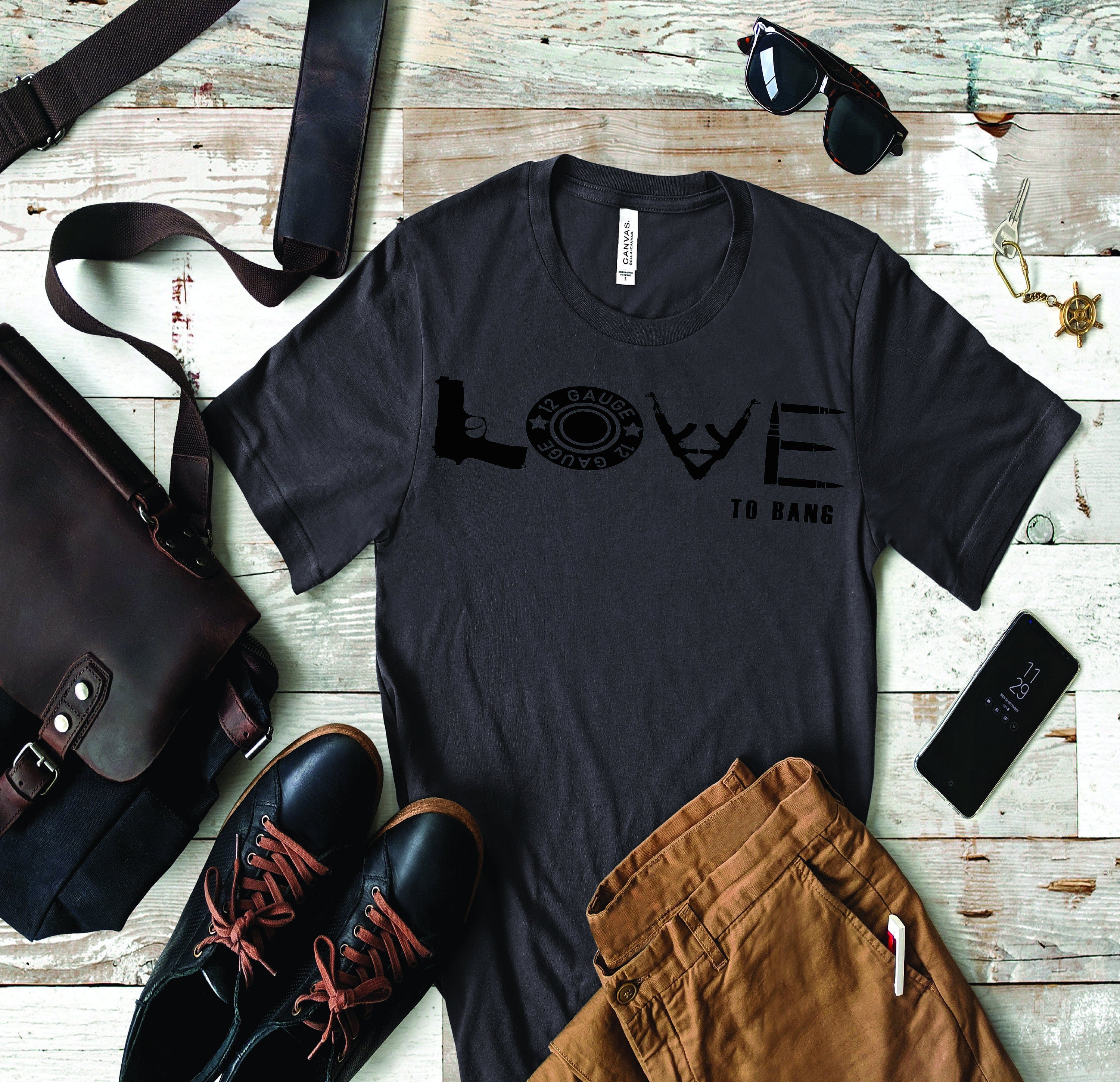 Love To Bang Graphic Tee, Funny Gun Lover Shirt