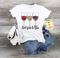 Red Wine & Blue 4th of July T-Shirt: Patriotic Wine Glasses