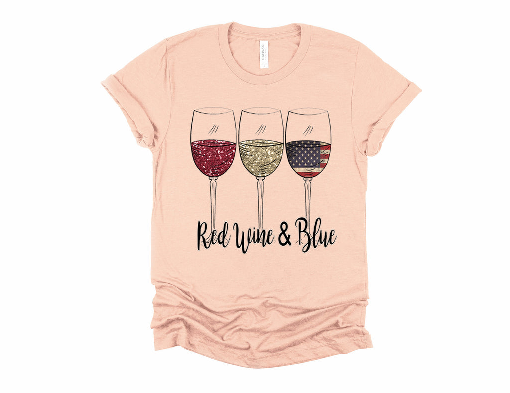 Red Wine & Blue 4th of July Tee - Patriotic Women's Shirt