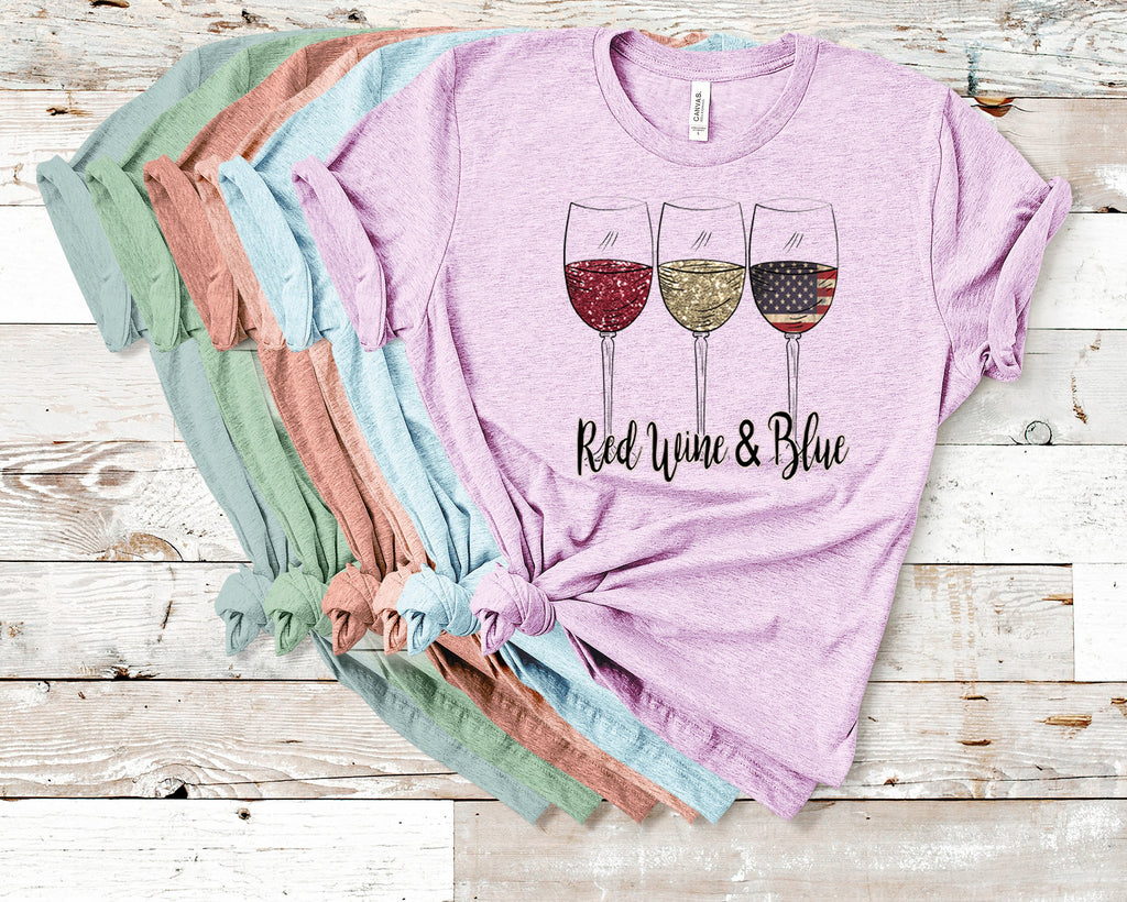 Red Wine & Blue 4th of July Tee - Patriotic Women's Shirt