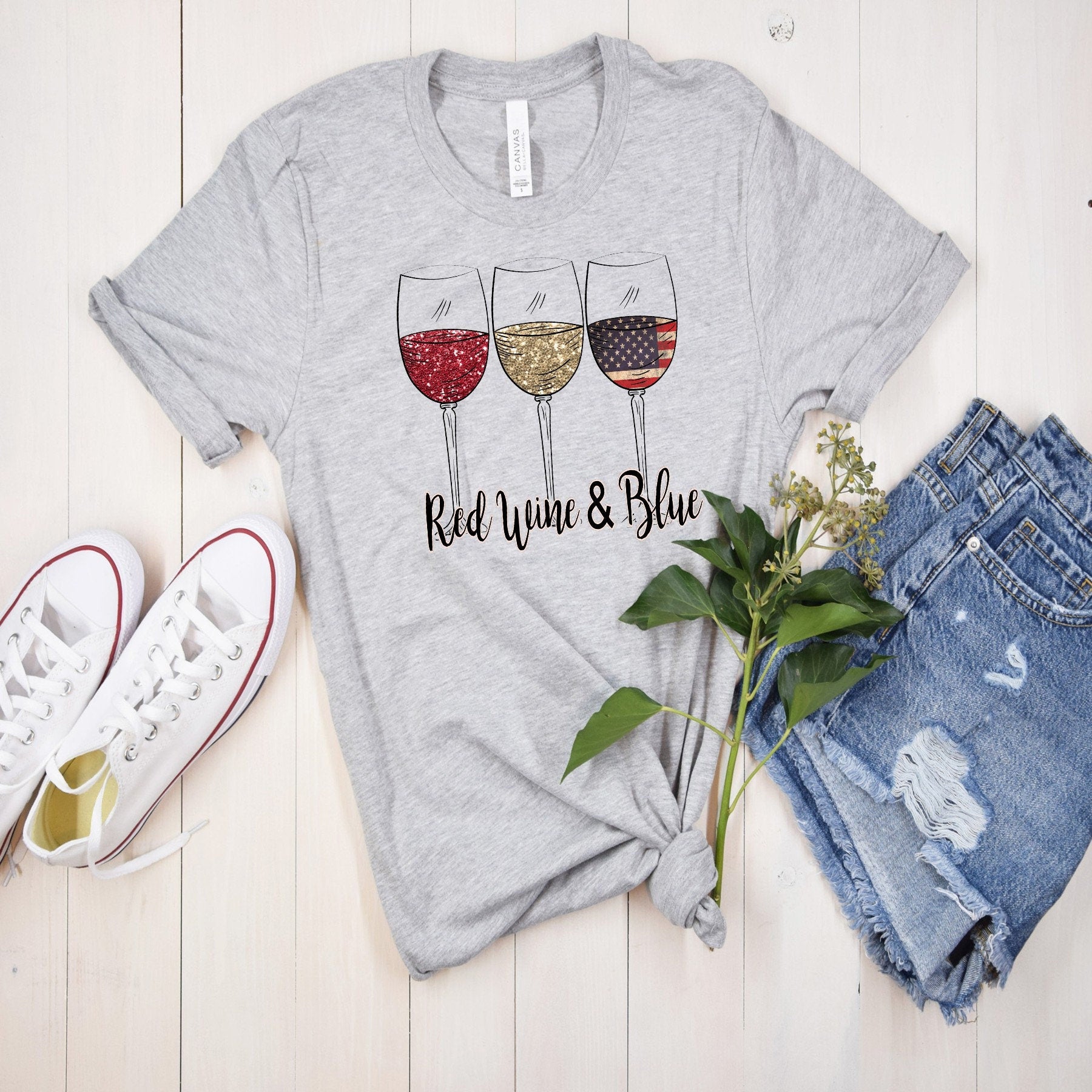 Red Wine & Blue 4th of July Tee - Patriotic Women's Shirt